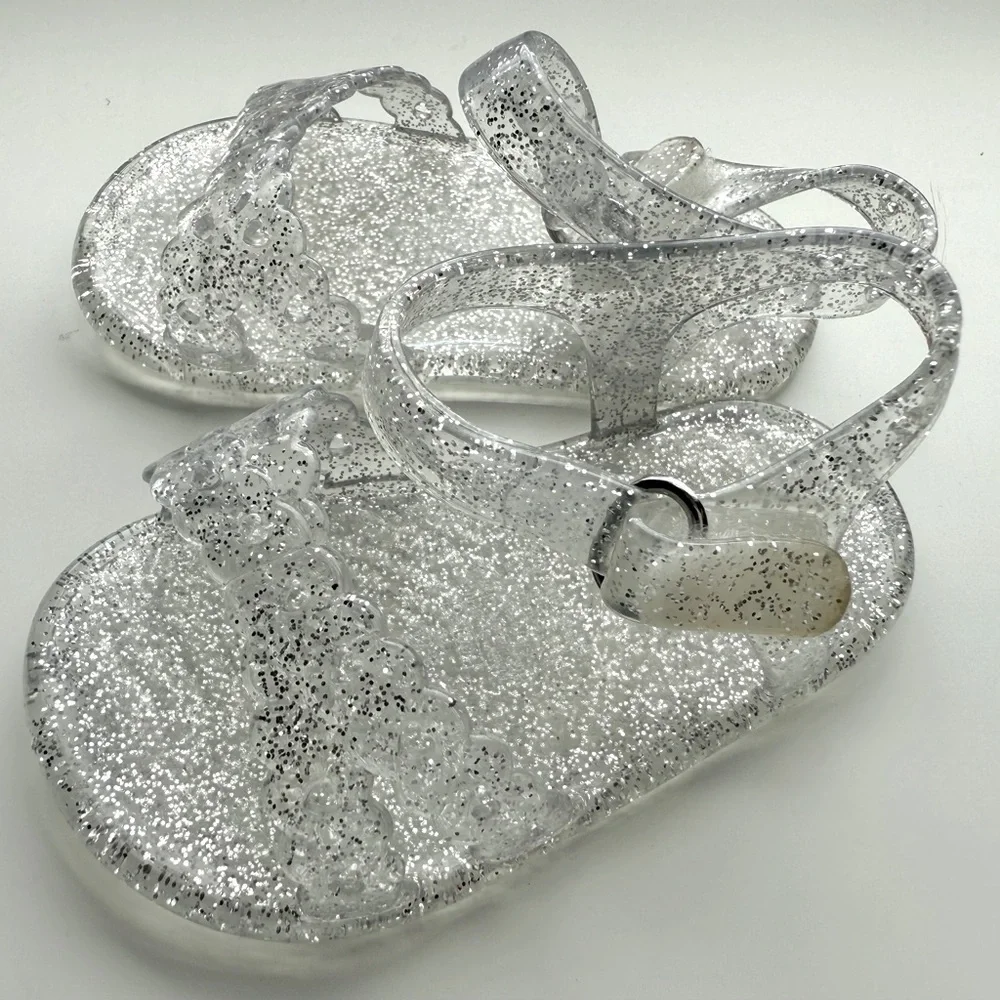 Old Navy Baby Glitter Sandals with Velcro Strap 0-3 months NWOT - Picture 3 of 6